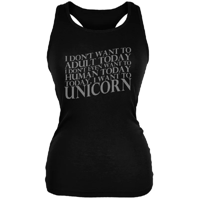 Outdoor teeDon't Adult Today Just Unicorn Black Juniors Soft Tank Top