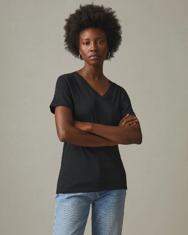 Premium Slub V-Neck Tee - BlackVNeckTopLite