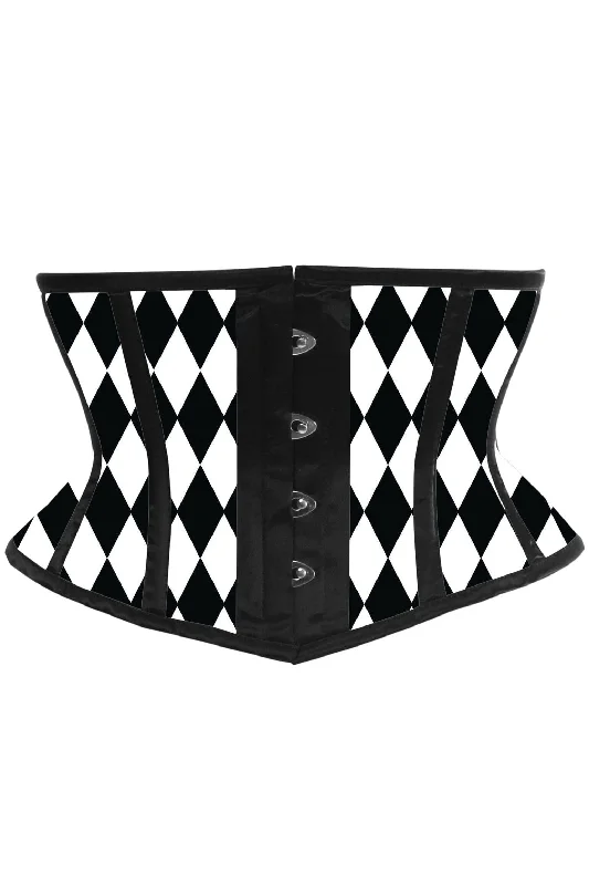 Black & White Diamond Waist Cincher Corset