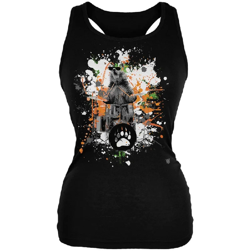 Waterproof hoodieBear Drummer Splatter Black Juniors Soft Tank Top