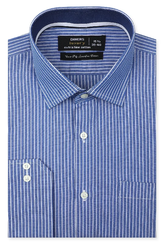 Blue Pinstripes Formal Men ShirtStudded Shirts