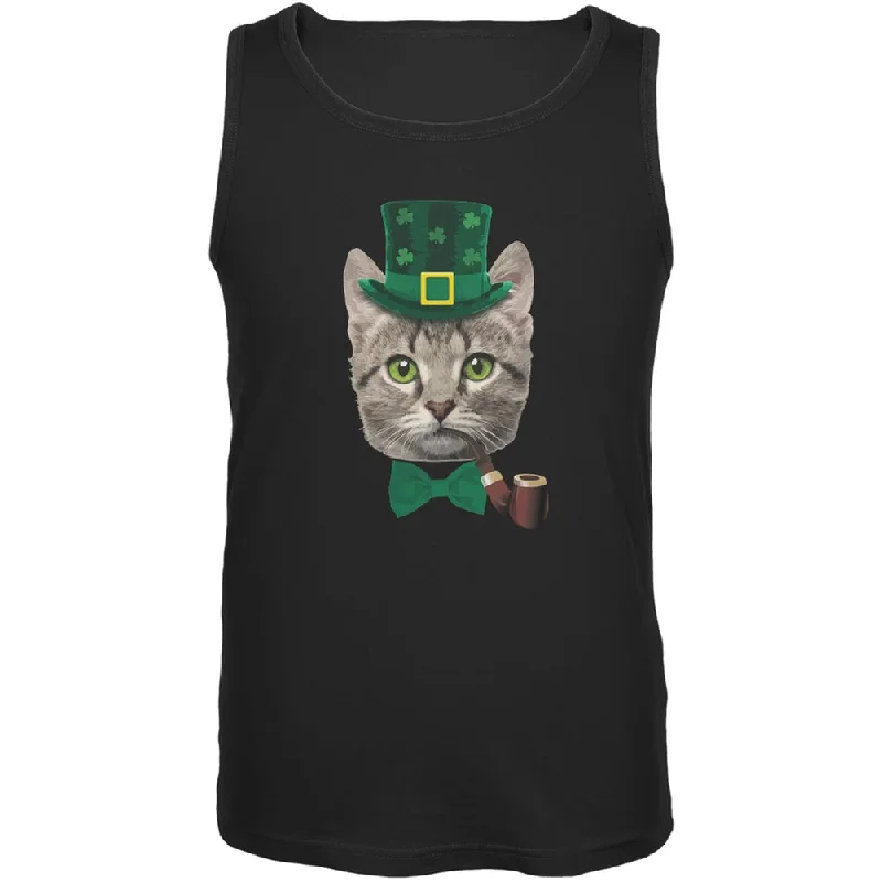 Gym teeSt. Patrick's Funny Cat Black Adult Tank Top