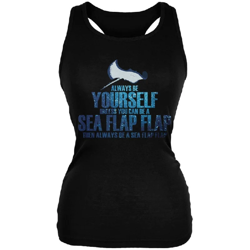 Reflective hoodieAlways Be Yourself Sea Flap Flap Black Juniors Soft Tank Top