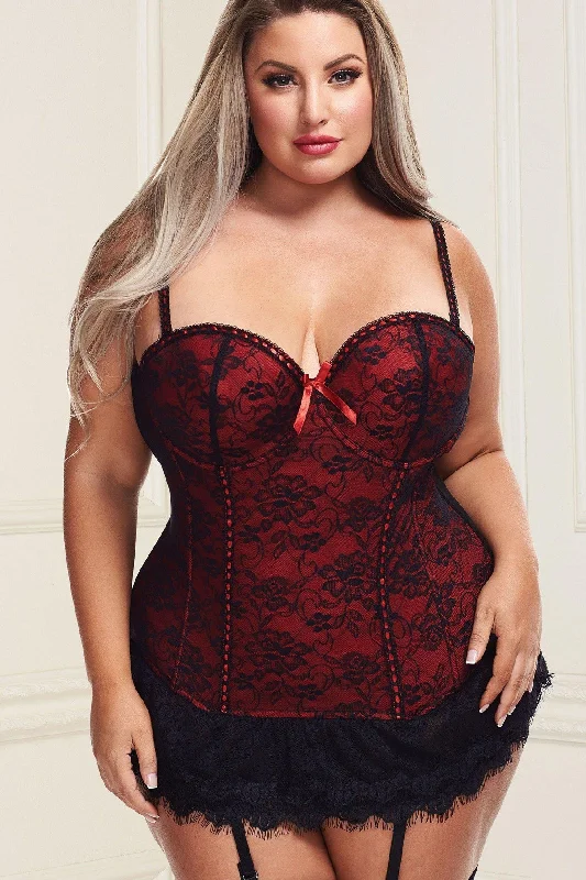 Plus Size Floral Lace Bustier Set