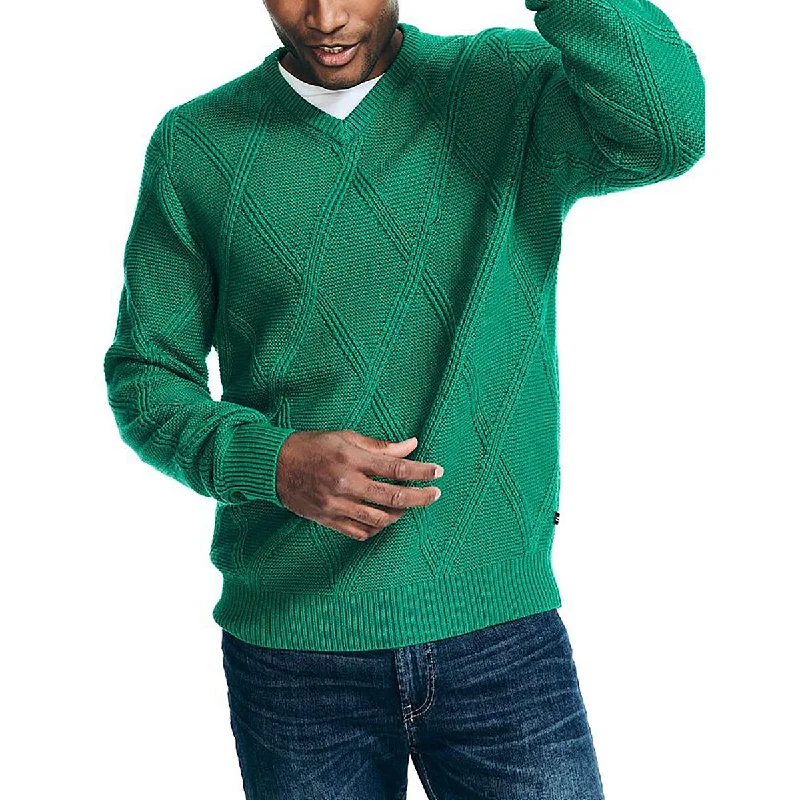 Mens Textured Knit V-Neck SweaterVNeckTopLunar