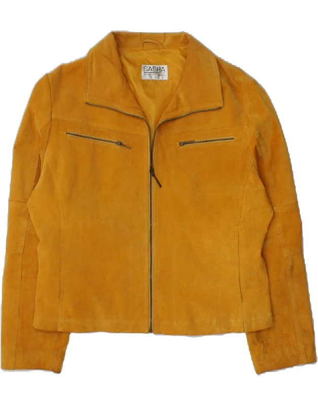 SASHA Womens Suede Jacket UK 14 Large  Yellow LeatherUrban Jackets