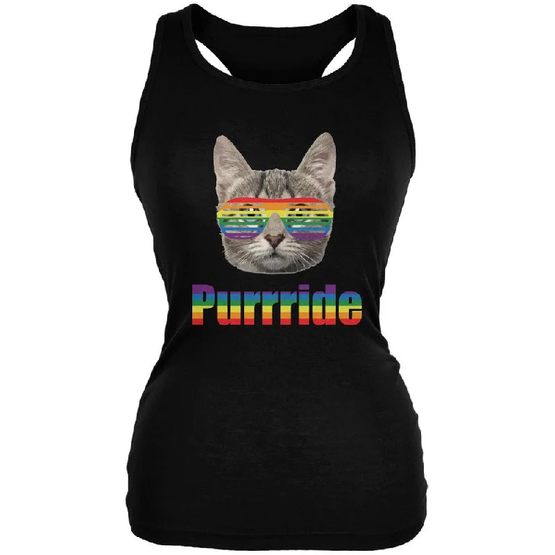 High-visibility tankLGBT Purride Funny Cat Black Juniors Soft Tank Top