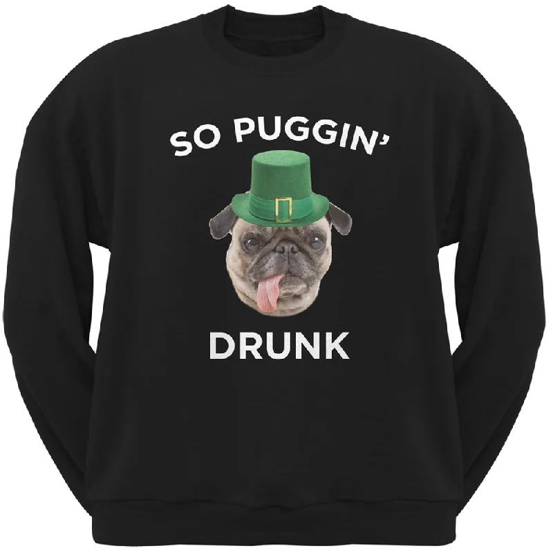 St. Patricks Day - So Puggin' Drunk Black Adult Crew Neck SweatshirtCrewneckanalytics