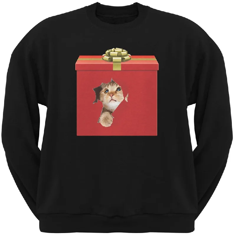 Christmas Present Cat Black Crew Neck SweatshirtCrewneckheritage