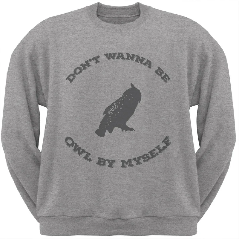 Valentine's Day - Paws - Don't Wanna be Owl by Myself Crew Neck SweatshirtCrewneckcollar