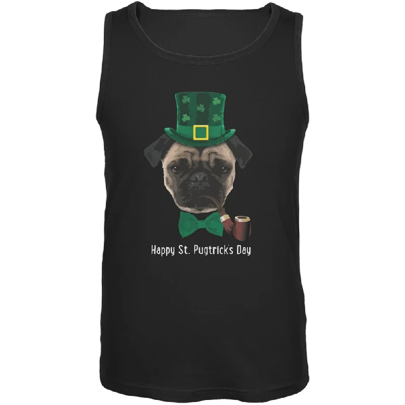 Outdoor teeSt. Patrick's - Pugtrick's Day Funny Pug Black Adult Tank Top