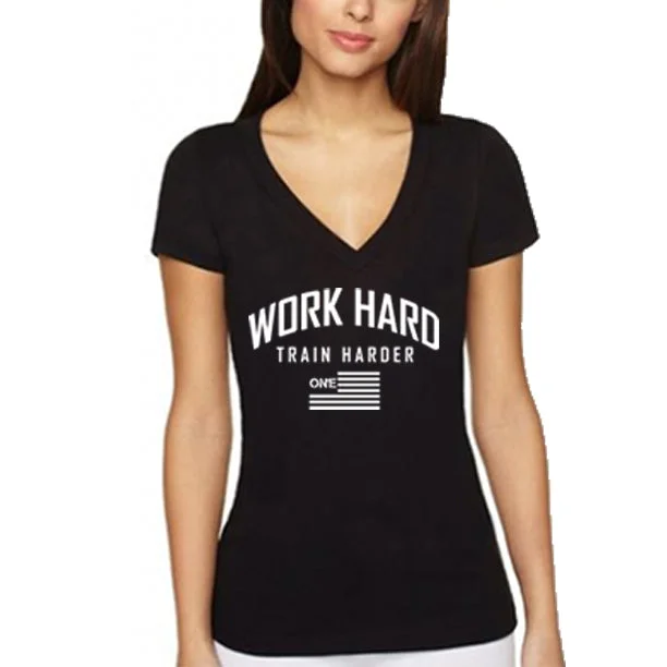 WORK HARD. TRAIN HARDER Women's V-NeckVNeckTopZen