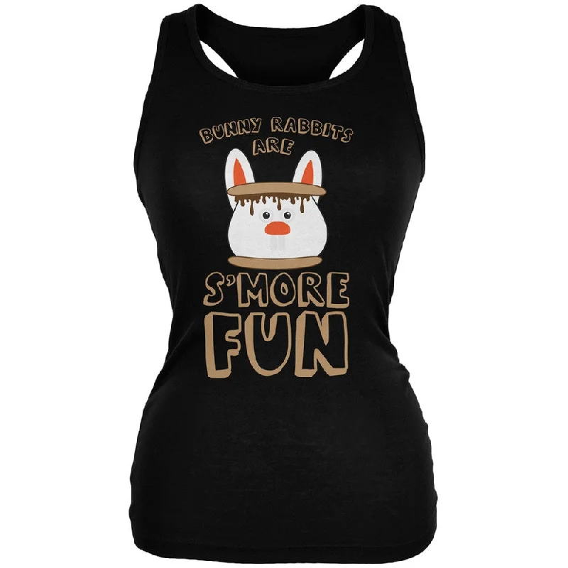 Gym teeRabbits Are S'More Fun Black Juniors Soft Tank Top