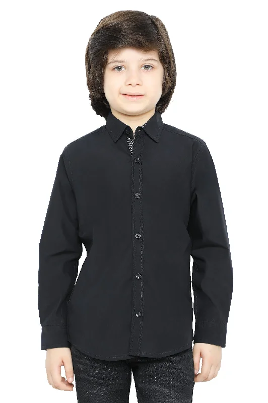 Black Plain Casual ShirtAsymmetrical Shirts