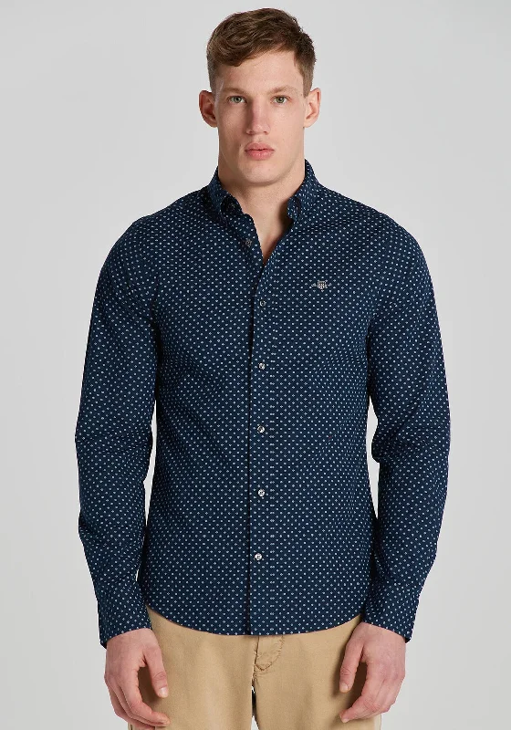 Gant Micro Print Slim Fit Shirt, MarineAthletic Shirts