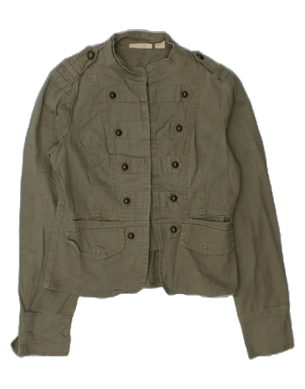 DKNY Womens Military Jacket UK 14 Medium Green CottonRecycled Fabric Jackets