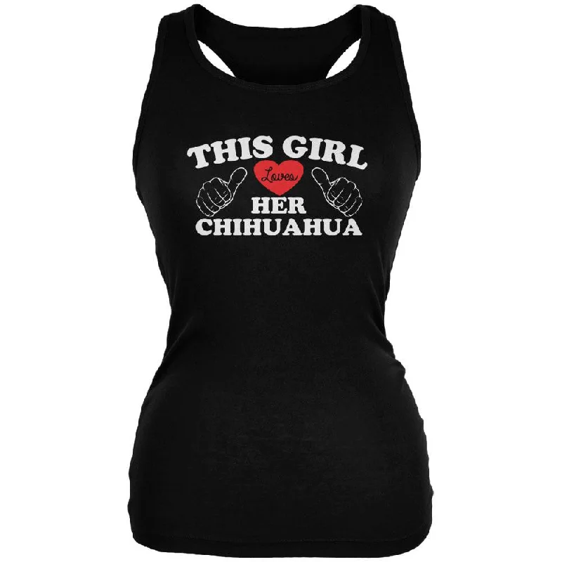 Cycling tankValentines This Girl Loves Her Chihuahua Black Juniors Soft Tank Top