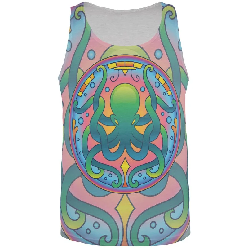 Windproof vestMandala Trippy Stained Glass Octopus All Over Mens Tank Top