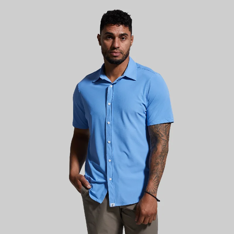 Embroidered Short Sleeve TopsNetwork Short Sleeve (Sky)