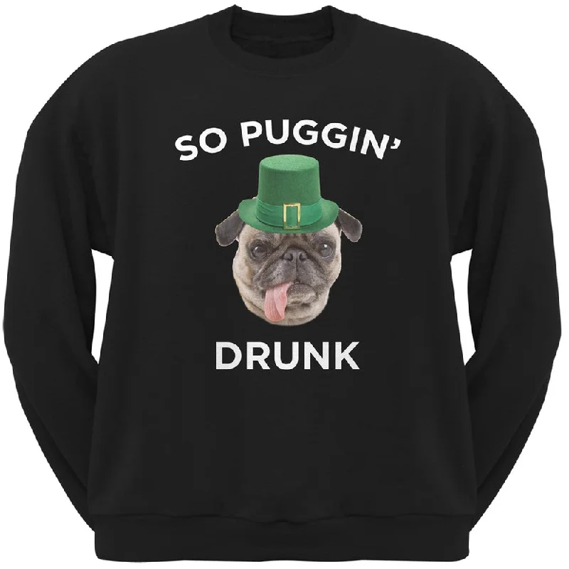 St. Patricks Day - So Puggin' Drunk Black Adult Crew Neck SweatshirtCrewneckplatform