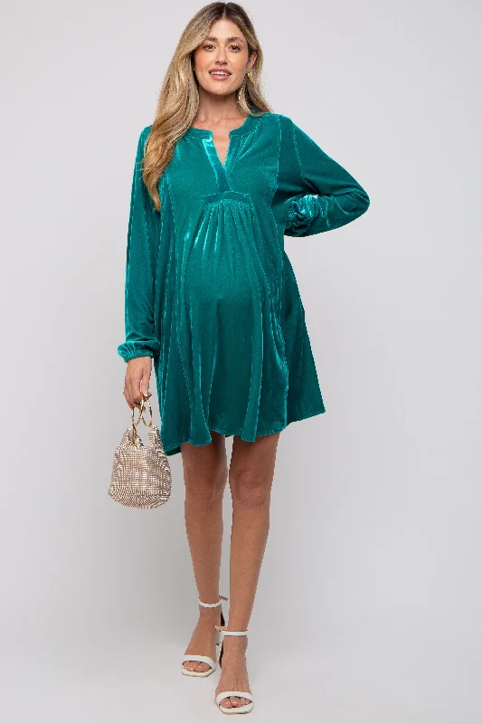 Emerald V-Neck Velvet Maternity DressVNeckTopValkyrie