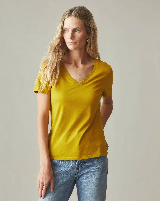 Classic Cotton V-Neck Tee - Golden PalmVNeckTopChimera