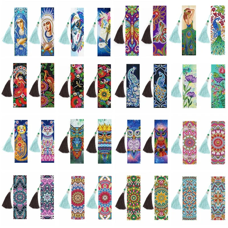 2PCS/Set DIY Decorative Diamond Painting Bookmarks With Tassel