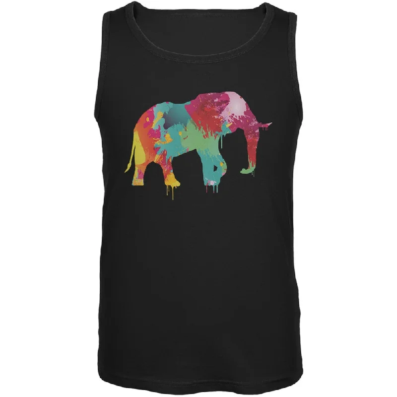 Running teeSplatter Elephant Black Adult Tank Top