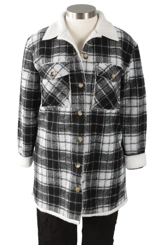 Women's Sherpa Plaid Jacket In Black/greyPerformance Jackets