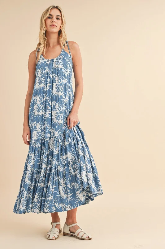 Blue Printed Maxi DressHiking Dress