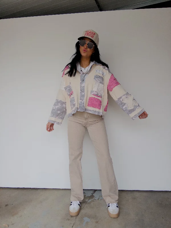 Vintage Washed Camo Jacket - Cream MultiQuilted Jackets