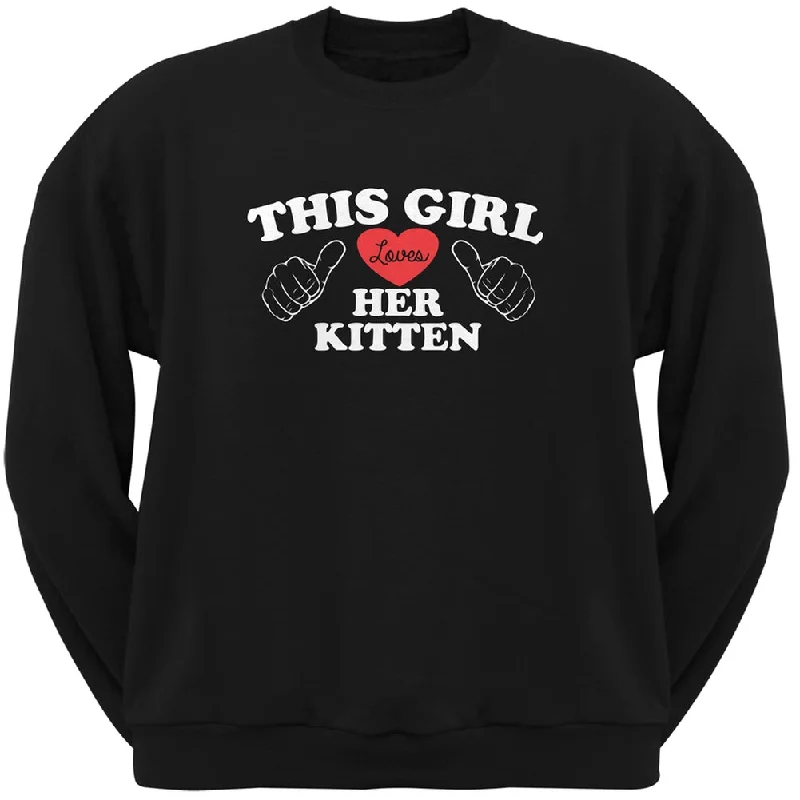 This Girl Loves Her Kitten Black Adult Crew Neck SweatshirtCrewneckshirt