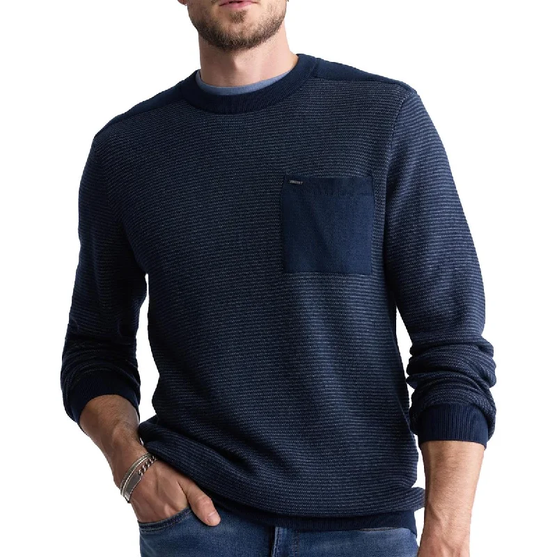 William Mens Striped Knit Crewneck SweaterCrewneckvirtual