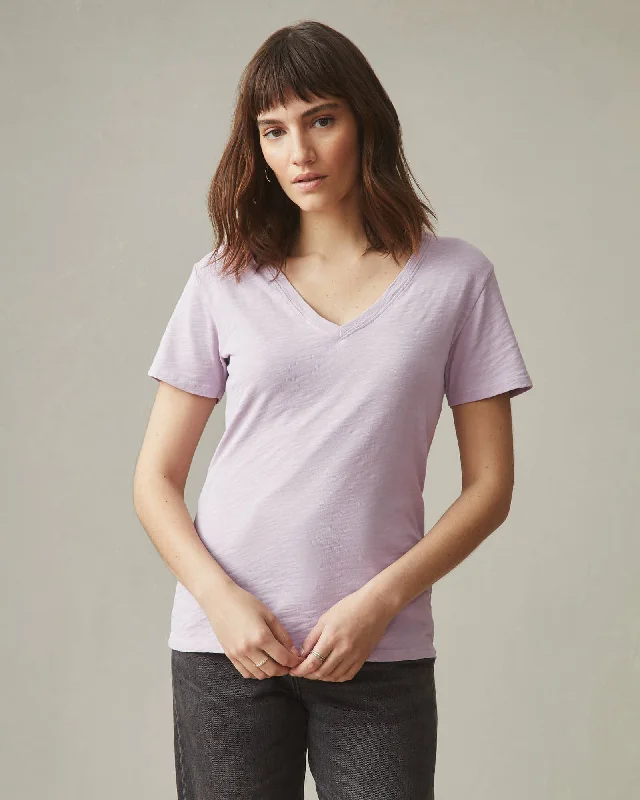 Premium Slub V-Neck Tee - Lavender FrostVNeckTopGeo