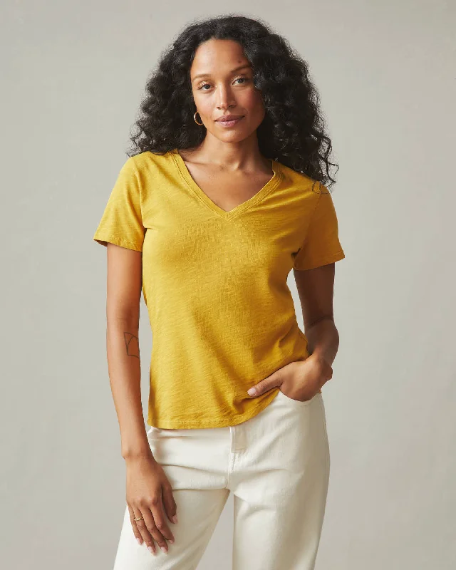 Premium Slub V-Neck Tee - Golden HoneyVNeckTopCoral