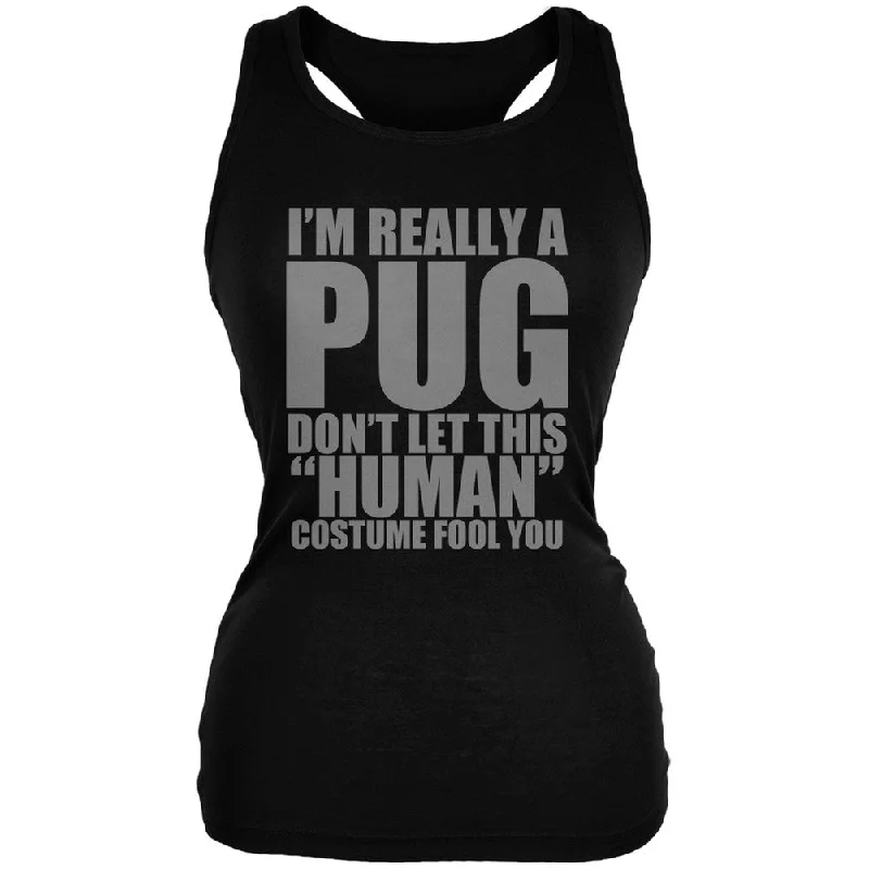 Gym vestHalloween Human Pug Costume Black Juniors Soft Tank Top