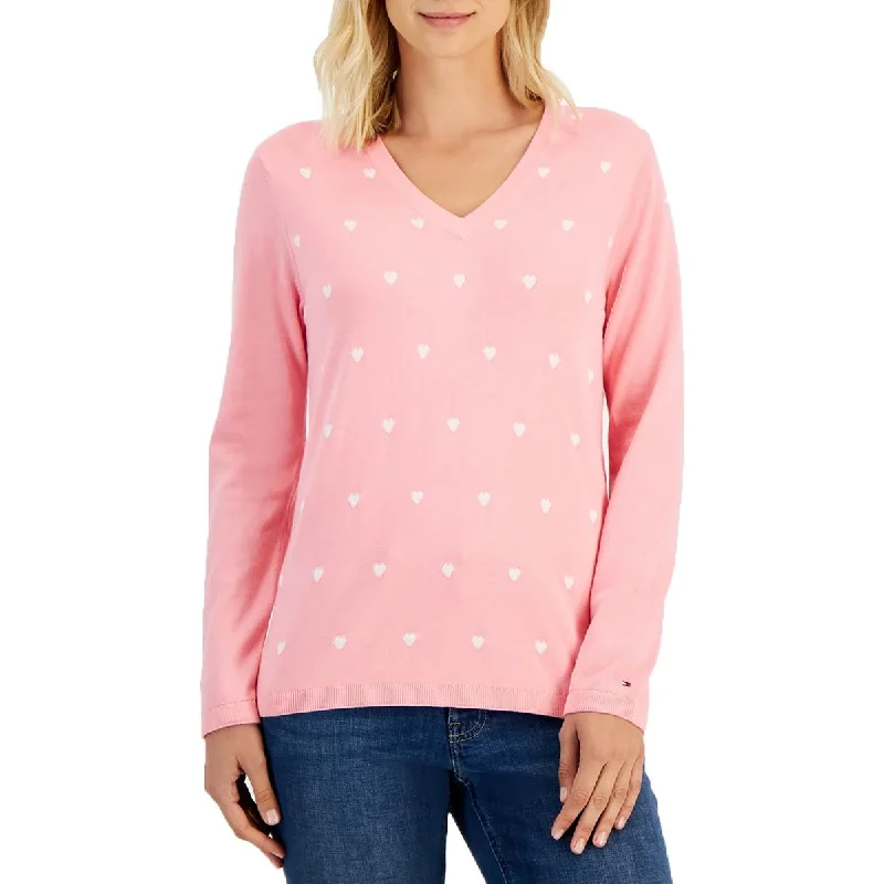 Womens Printed Knit V-Neck SweaterVNeckTopOasis