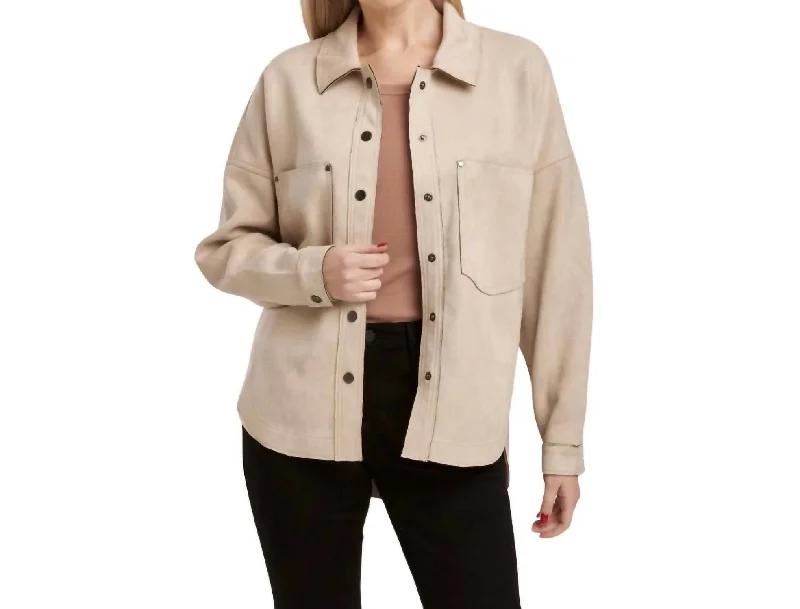 Gina Suede Shirt Jacket In Foam CreamField Jackets