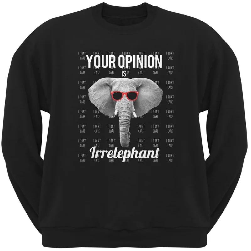 Paws - Elephant Your Opinion is Irrelephant Black Adult Crew Neck SweatshirtCrewneckgame