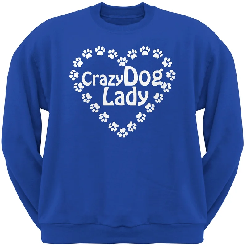 Crazy Dog Lady Paw Heart Blue Crew Neck SweatshirtCrewneckartisan