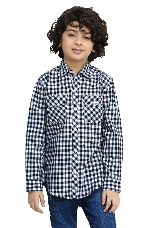 Black Gingham Check Casual ShirtQuick-Dry Shirts