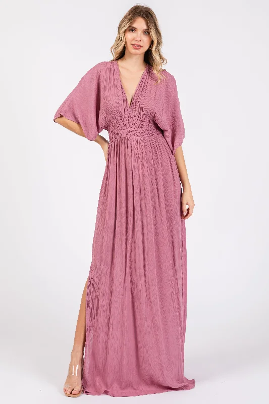 Mauve Lightweight Deep V-Neck Maxi DressVNeckTopX