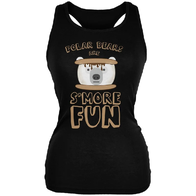 Waterproof hoodiePolar Bear Are S'More Fun Black Juniors Soft Tank Top