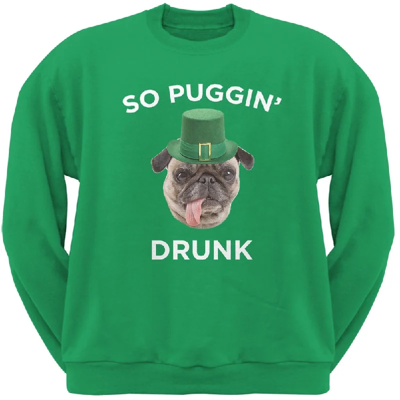 St. Patricks Day - So Puggin' Drunk Irish Green Adult Crew Neck SweatshirtCrewneckmemory