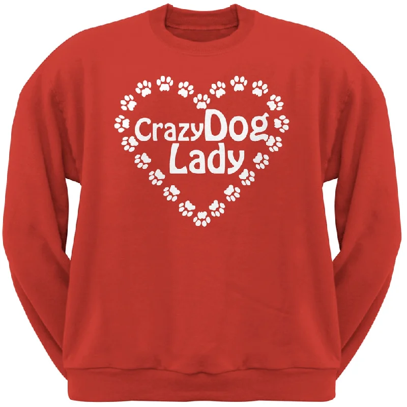 Crazy Dog Lady Paw Heart Red Crew Neck SweatshirtCrewneckmemory