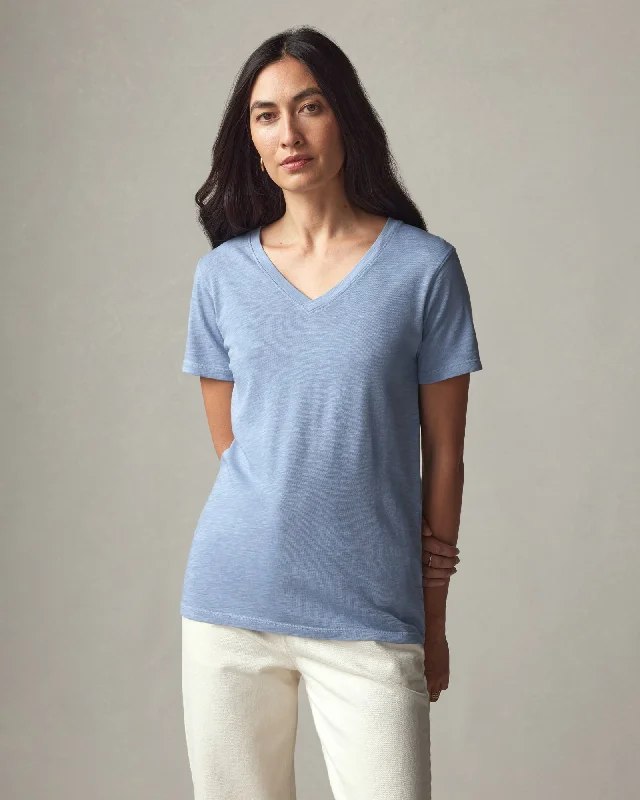 Premium Slub V-Neck Tee - Rain WashedVNeckTopAqua