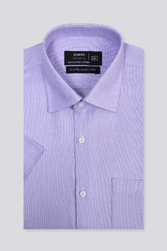 Pink Textured Formal Luxury Shirt (Half Sleeves)Polyester Shirts