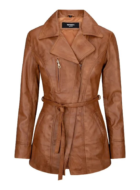 Mid Length Retro Leather JacketPea Coats