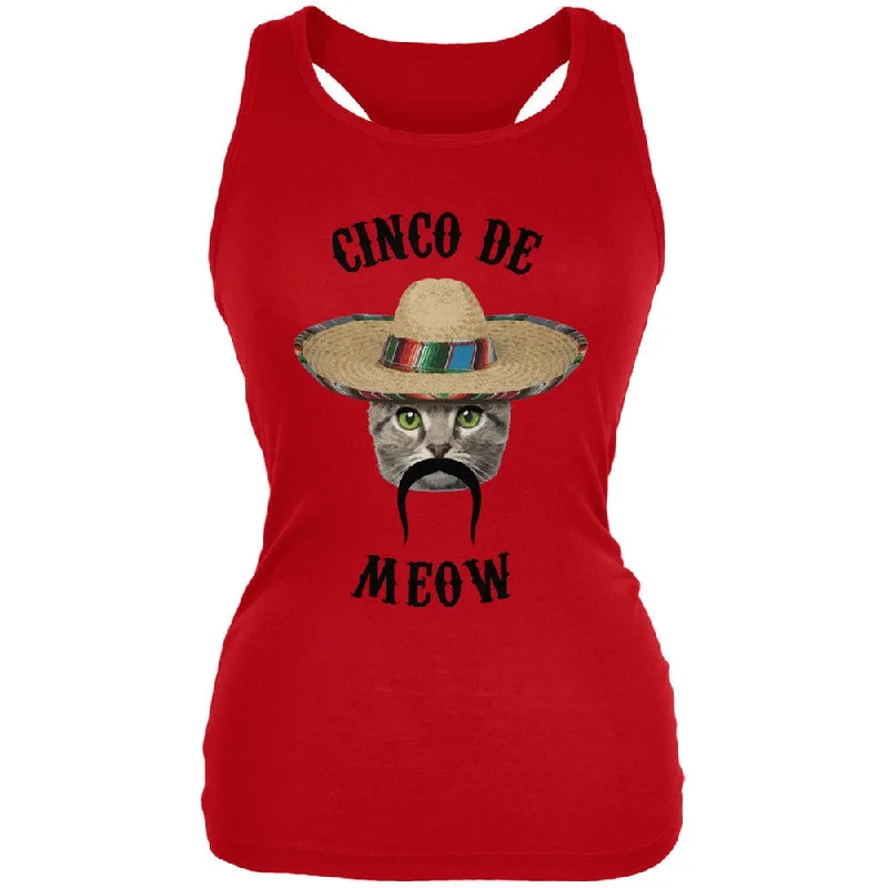 Trail hoodieFunny Cat Cinco de Mayo Meow Red Juniors Soft Tank Top