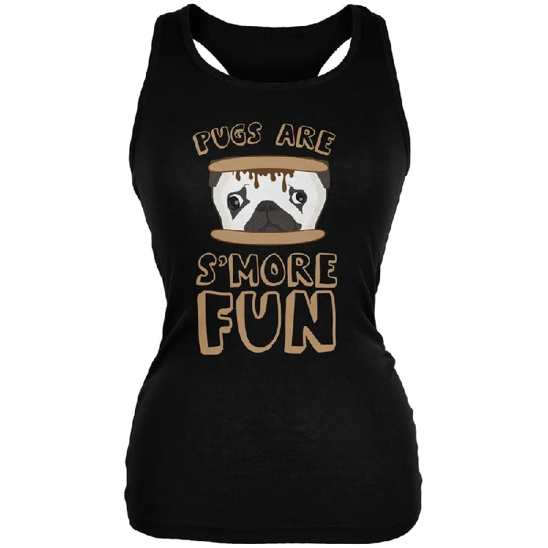 Running singletPugs Are S'More Fun Black Juniors Soft Tank Top